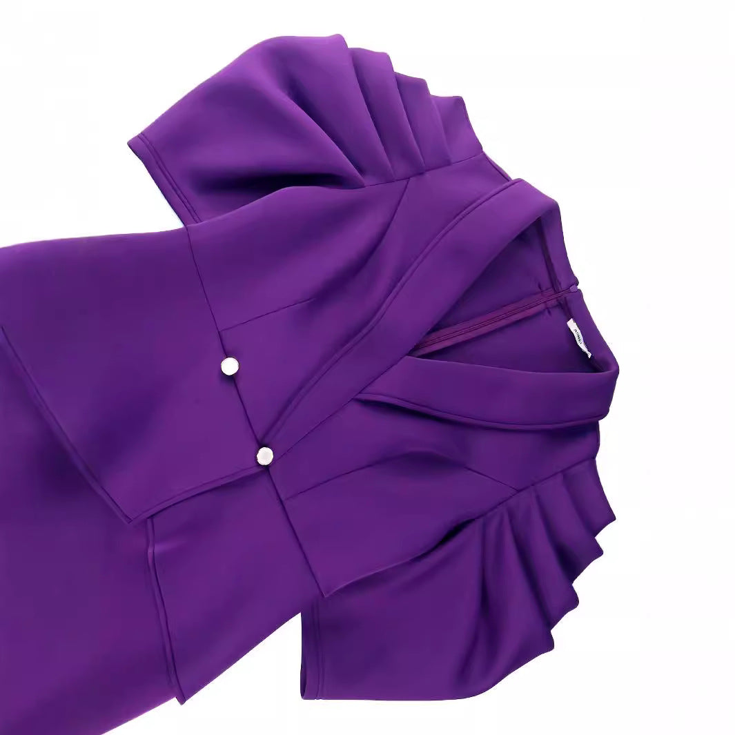 Damer Elegant Etui-kjole med voluminøse puffærmer Skovae