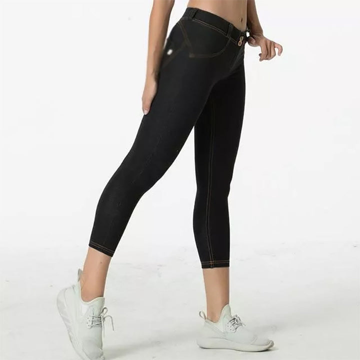 Dame Skinny Jeans med høj talje og stilfulde knapdetaljer Stilla