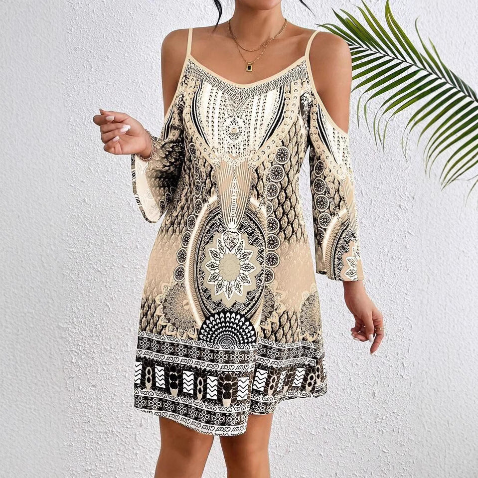 Dame Bohemian kold skulder mini kjole Stilla
