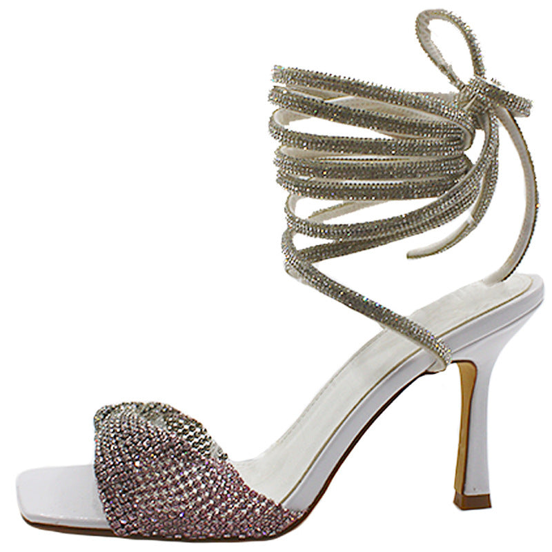 Femme Strappy med strass dekorerede hæl sandaler  Stilla