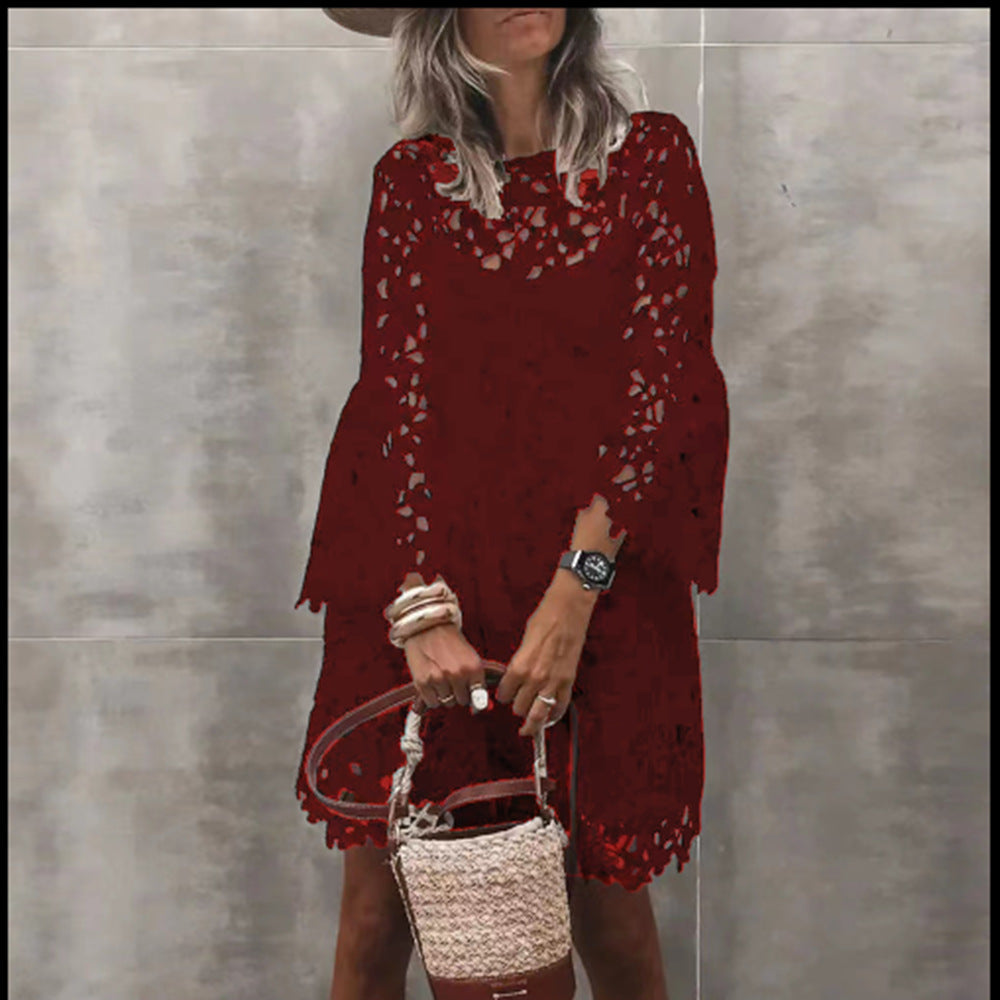 Dame Spids Kaftan-Kjole med elegante Ærmer og kunstneriske Detaljer Stilla