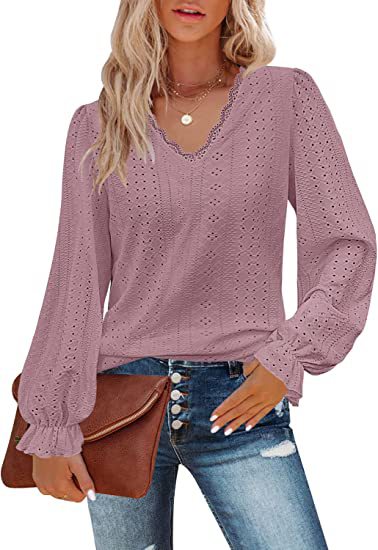 Dame elegant bluse med broderidetaljer Stilla