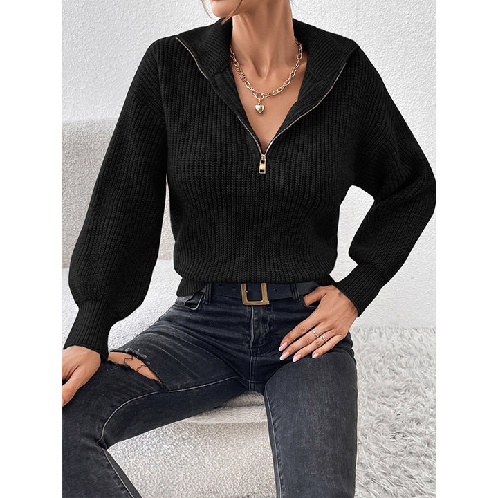 Dame afslappet sweater med iøjnefaldende lynlås Stilla