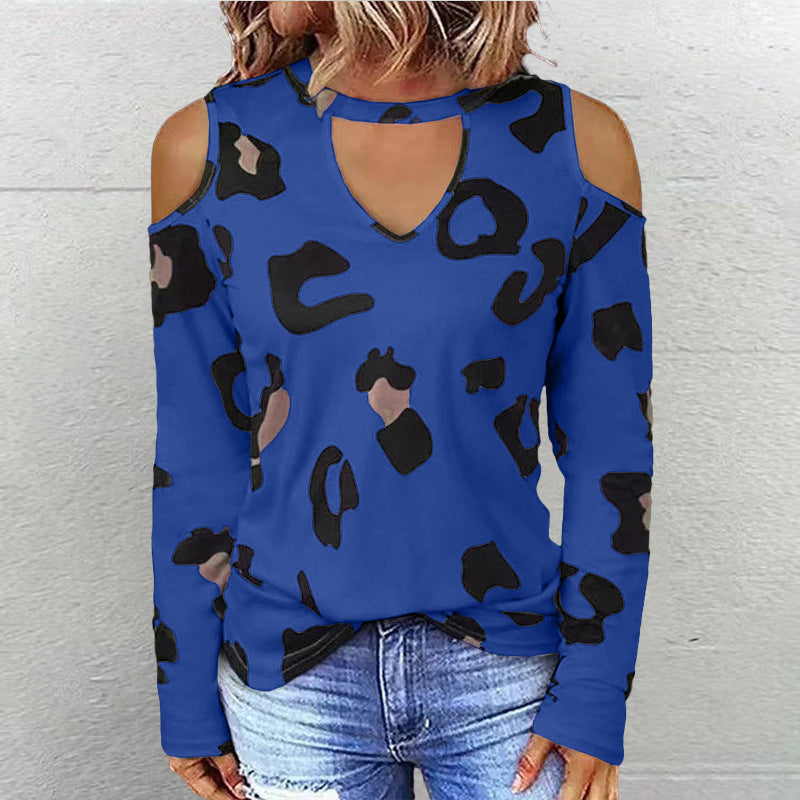 Dame Trendy Langærmet skjorte med cut-outs og leopardmønster Stilla