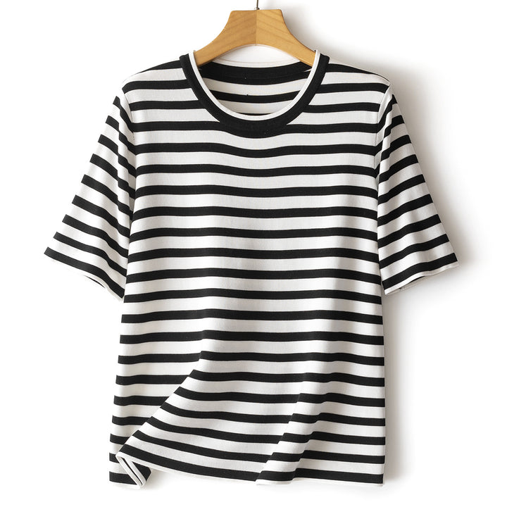 Damer Casual Stribet Kortærmet T-Shirt Stilla