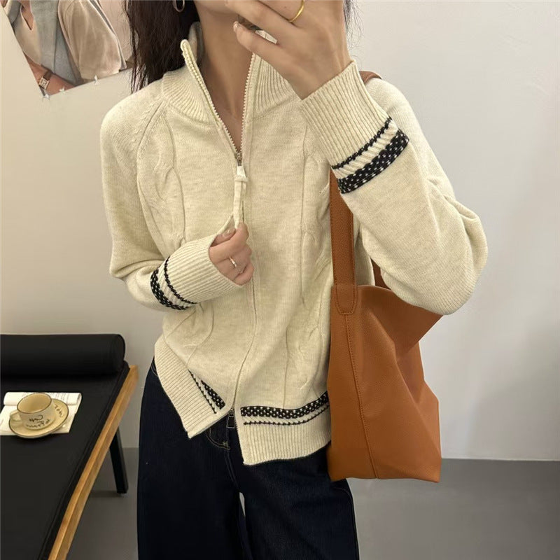 Kvinderne cardigan med elegant lynlås og tekstureret kabelmønster Stilla