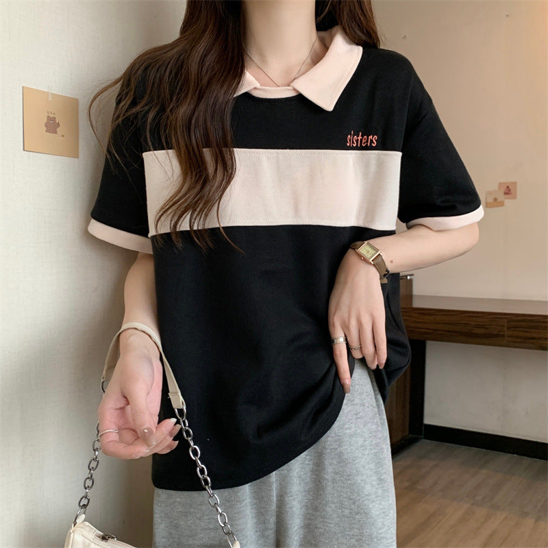 Dame Casual Polo T-shirt med kontraststriber Stilla