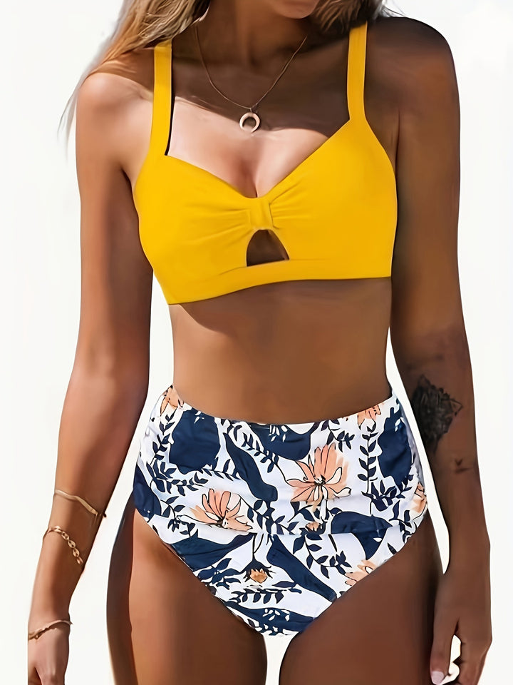 Dame bikini-sæt med moderigtigt cut-out og elegant høj talje Stilla