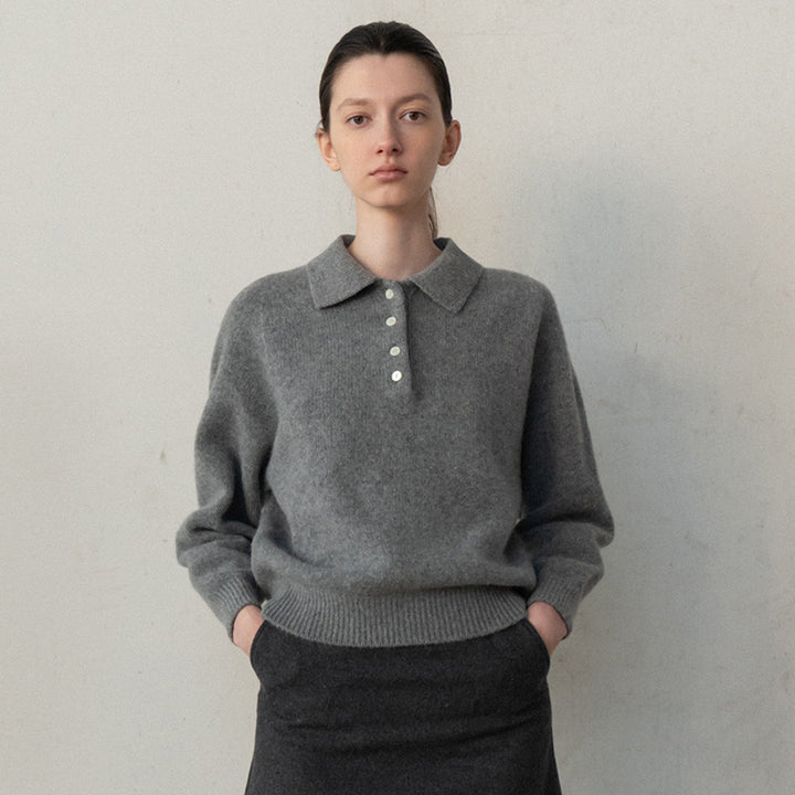 Dame Poloshirt i høj kvalitet cashmere-blanding med moderne snit Stilla