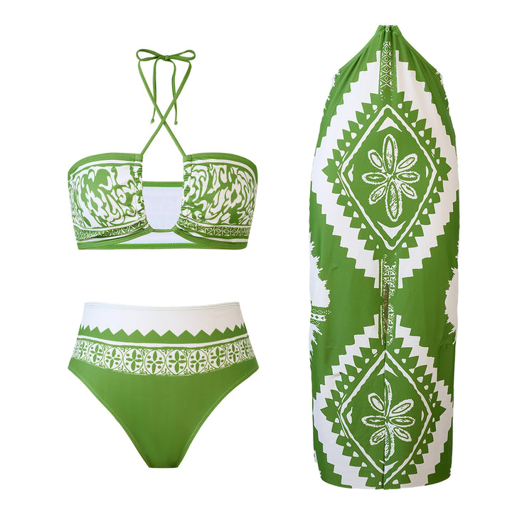 Dame Bandeau-bikini-sæt med elegant indpakning kjole og mode mønstre Stilla