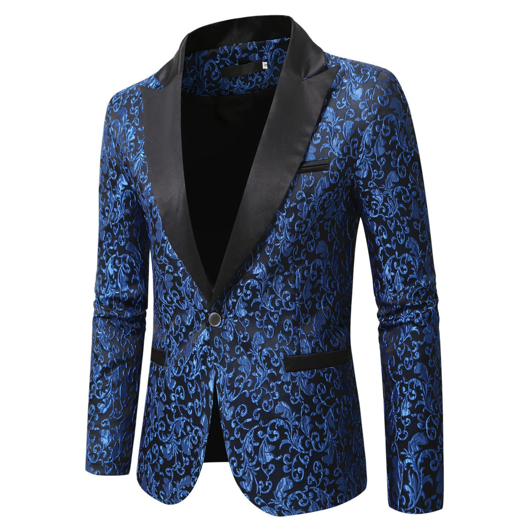 Herrer Elegant Blomstermønster Satin Blazer Stilla