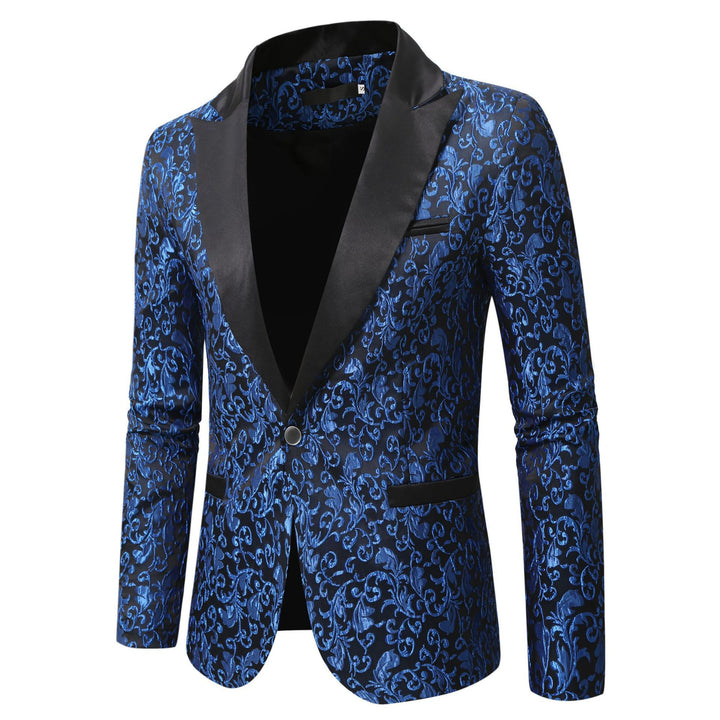 Herrer Elegant Blomstermønster Satin Blazer Stilla