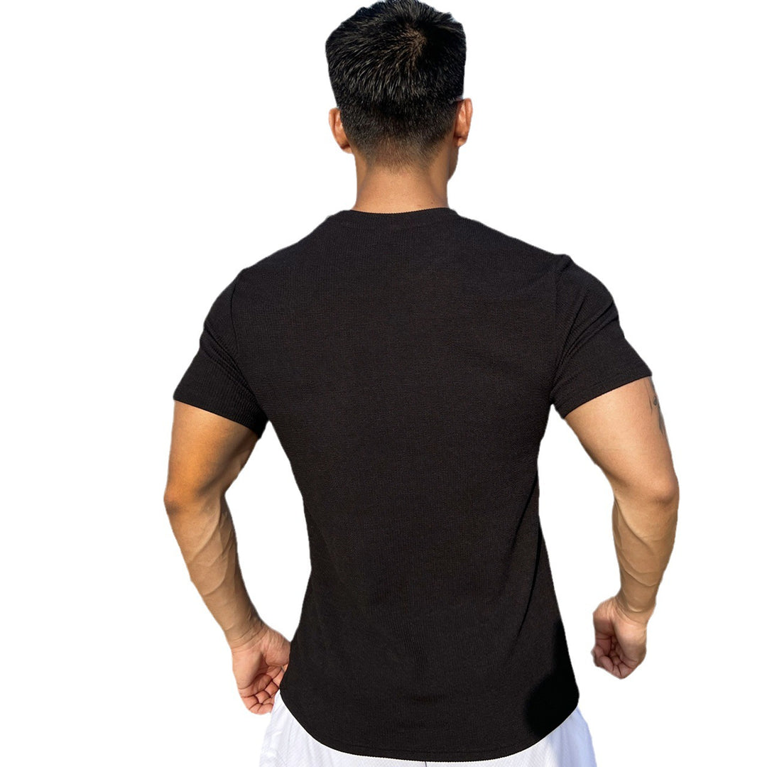 Herrer Sportslig Kortærmet Rib-T-Shirt med kropsnær pasform Stilla