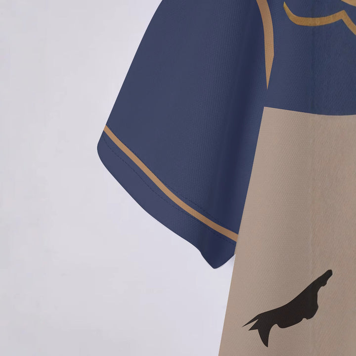 Herre poloshirt med kreativt rodeo-motiv og elegante kontraster Stilla