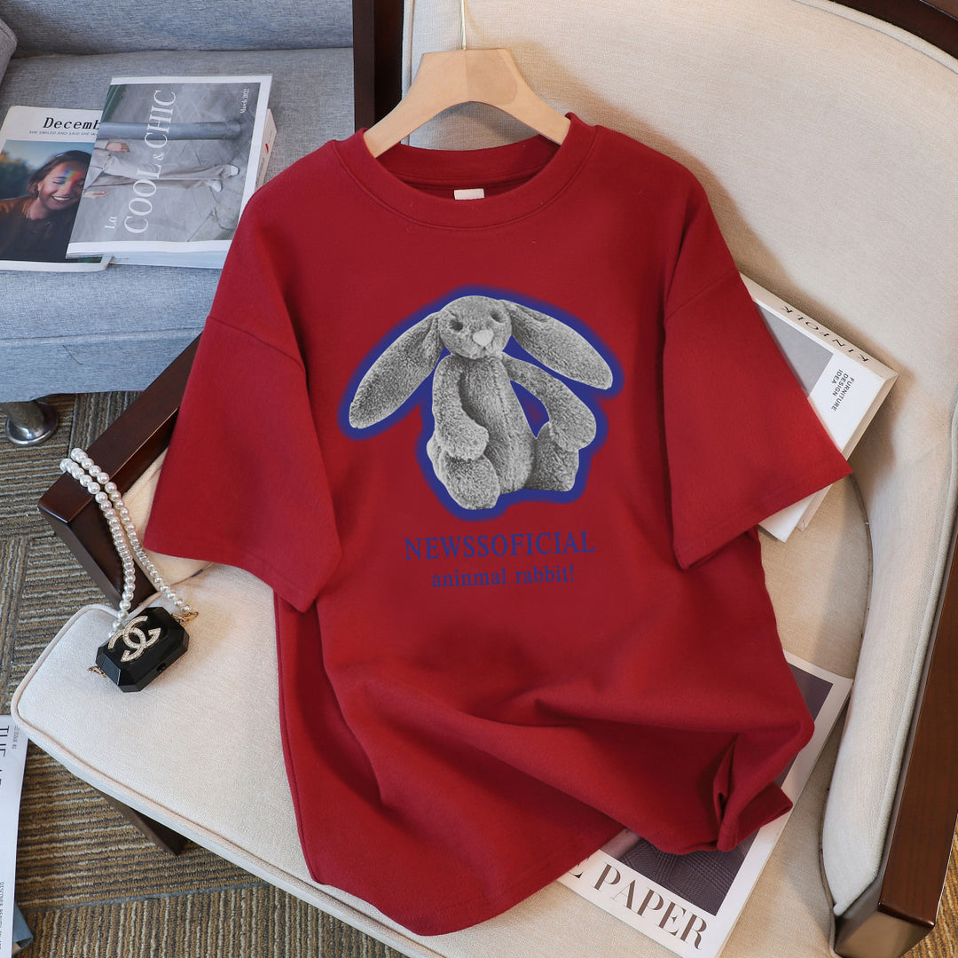 Dame T-shirt med kreativt kanindesign og afslappet snit Stilla