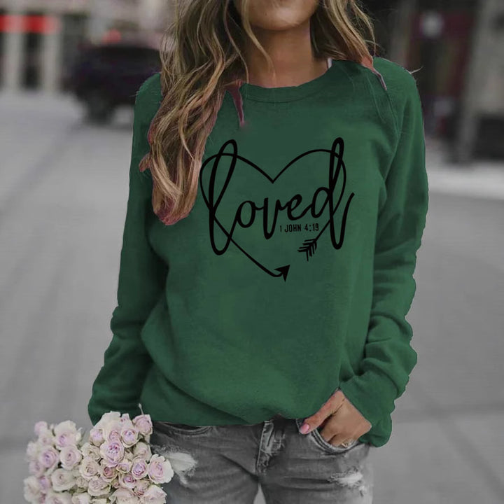 Kvinders sweatshirt med hjerteformet print og inspirerende budskab Stilla