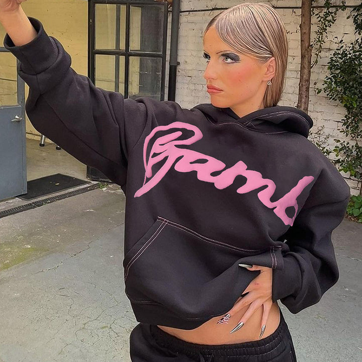 Dame Hoodie med kunstnerisk logo-design og afslappet snit Stilla