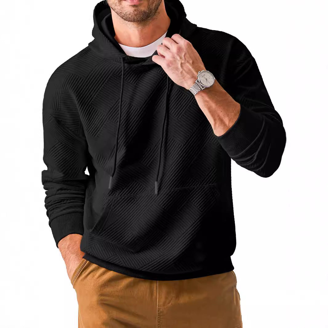 Herre hoodie med struktureret design og praktisk kængurulomme Stilla