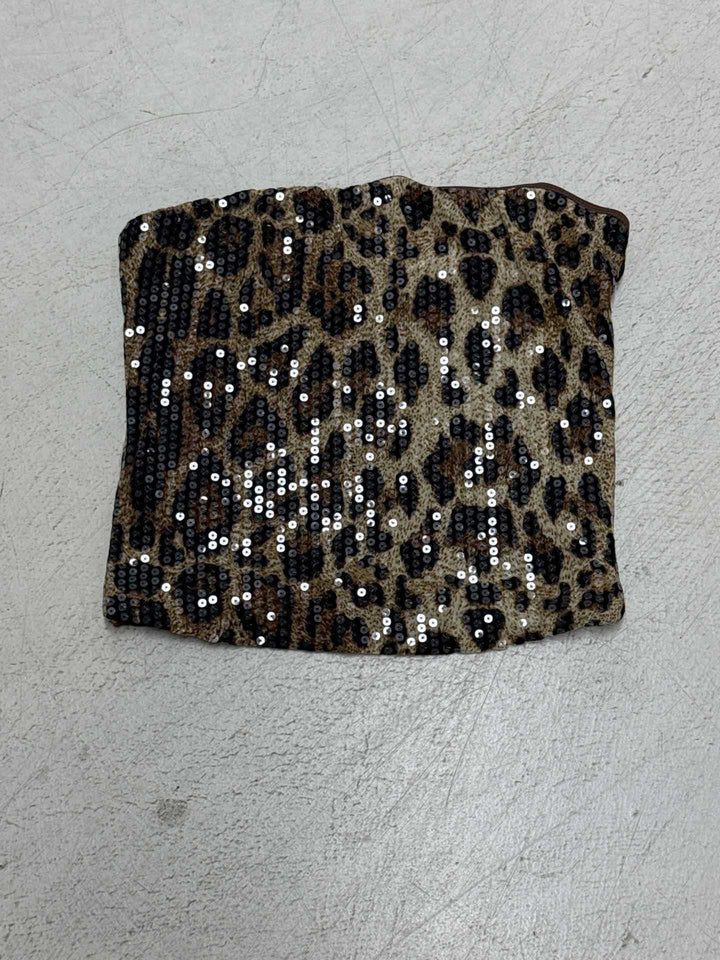 Dame Glamourøst Leopardmønster Top med Pailletter Skovae