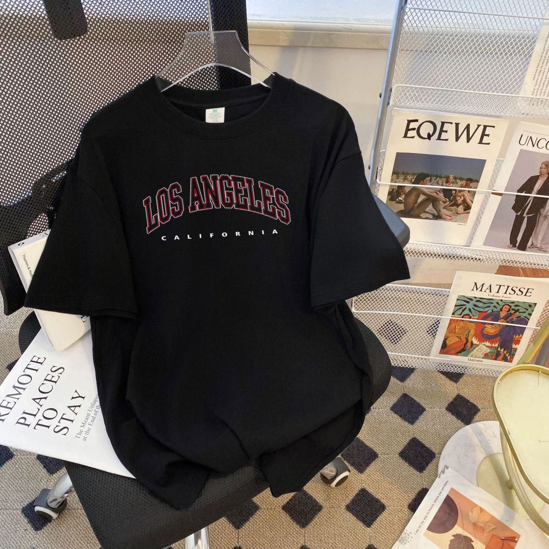 Dame T-shirt med stilfuld Los Angeles tekst og afslappet pasform Stilla