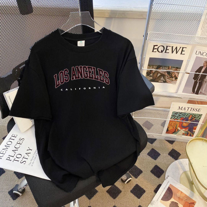 Dame T-shirt med stilfuld Los Angeles tekst og afslappet pasform Stilla