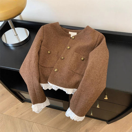 Kvinders fashionable korte jakke med elegante blonder detaljer Stilla