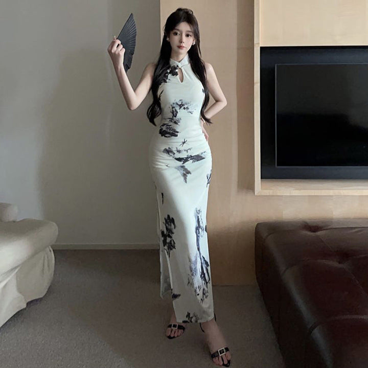 Stilla | Højslids Forbedret Cheongsam Bodycon Kjole