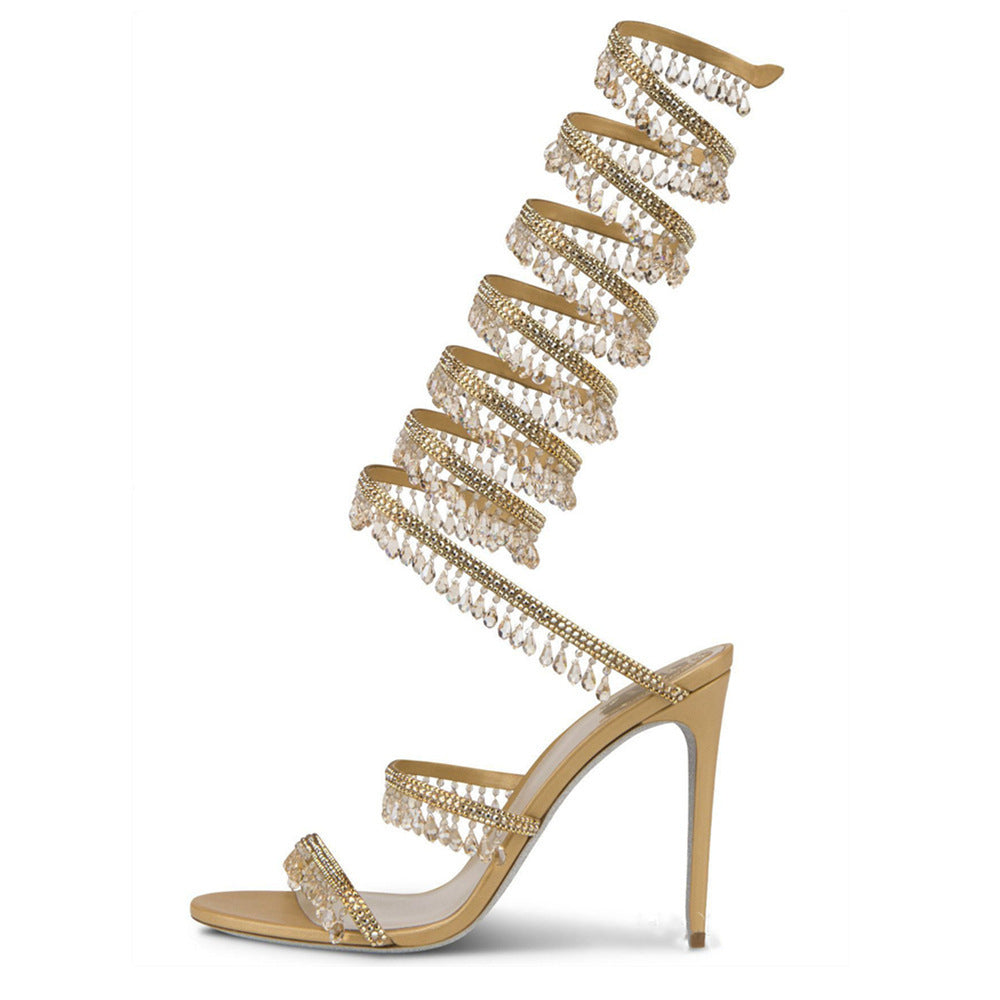Femme Glamorous kryst dekoreret højhælede sandaler Stilla