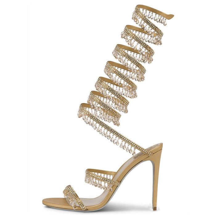 Femme Glamorous kryst dekoreret højhælede sandaler Stilla