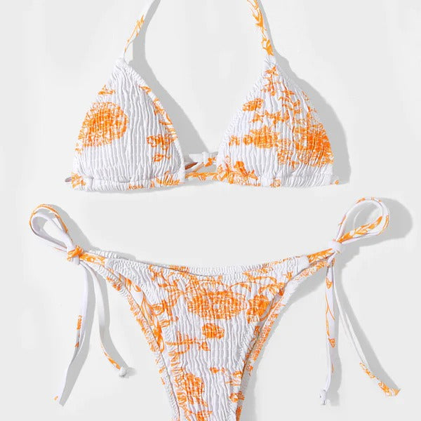 Dame Triangel-Bikini i legende blomsterdesign med justerbare stropper Stilla