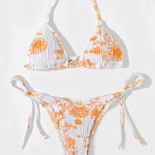 Dame Triangel-Bikini i legende blomsterdesign med justerbare stropper Stilla