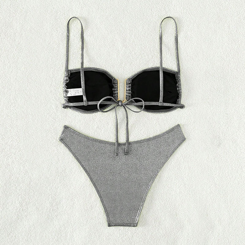 Dame Glitrende Bikini med Rynker Skovae