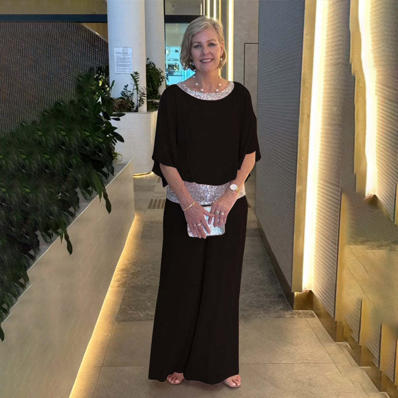 Dame elegant jumpsuit med skinnende bælte Stilla
