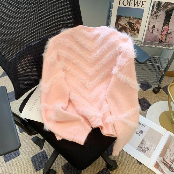 Damer Fluffy Cardigan med Perler Stilla