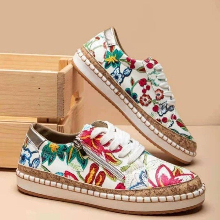 Dame Sneakers med elegant kork-detalje og praktisk lynlås Stilla