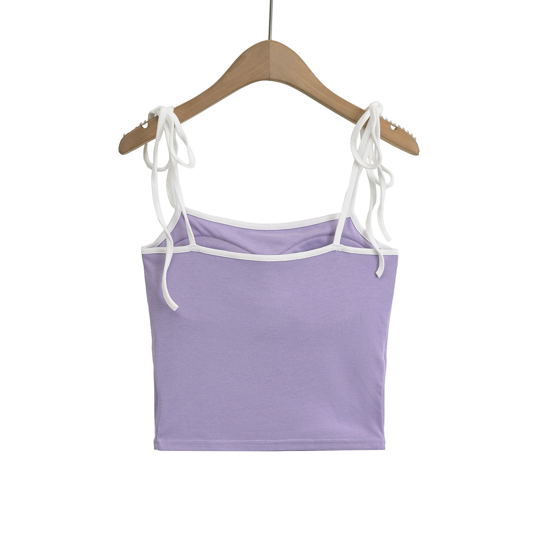 Dame Kortærmet Crop-Top med bindebånd Stilla