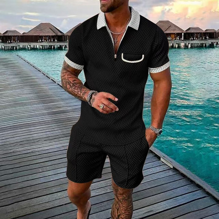 Herrer Kortærmet-Mønster Polo og Shorts Sæt Stilla