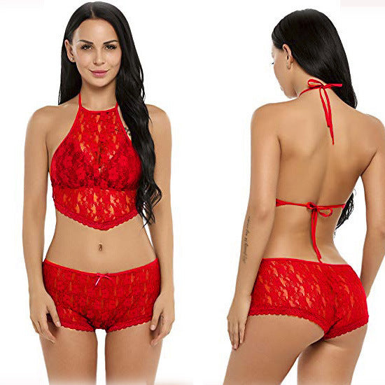 Damer Spids Halter Bralette og Cheeky Short Sæt Stilla