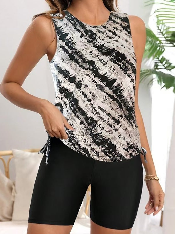 Dame Sporty tanktop med rynker og kvalitets cykelshorts Stilla