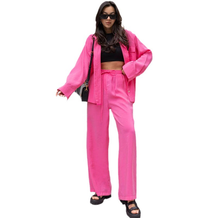 Dame Casual og elegant to-delt sæt med brede bukser og oversized bluse Stilla