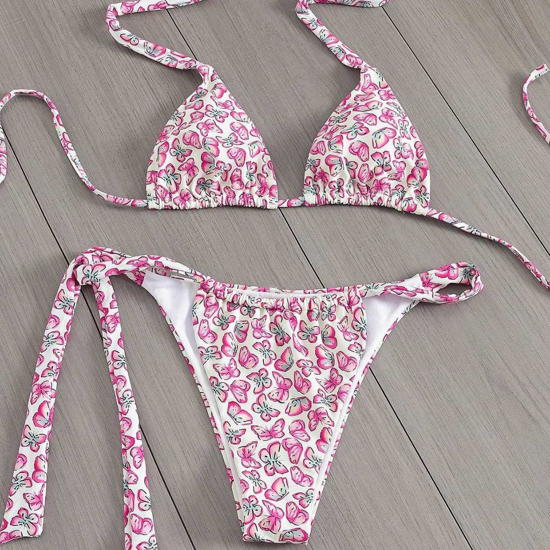 Dame Floral Triangle-Bikini med side bindinger Skovae
