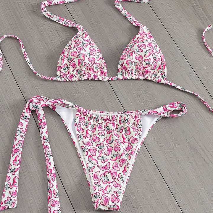 Dame Floral Triangle-Bikini med side bindinger Skovae