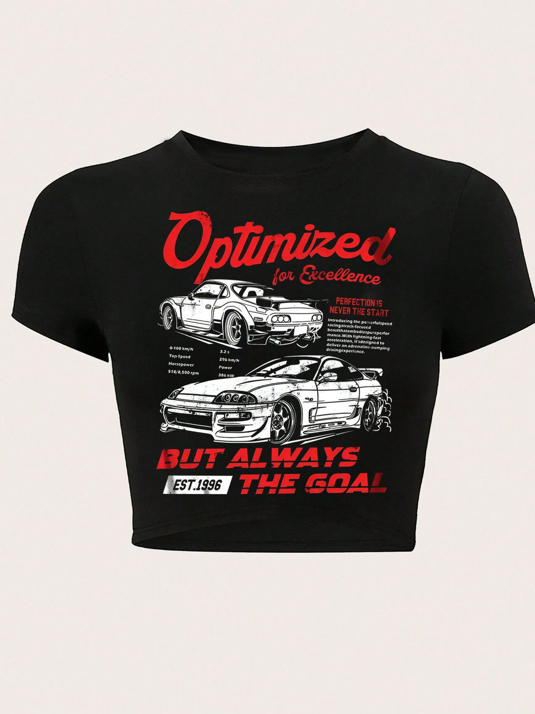 Dame Crop-T-shirt med kreativ telefon-design Skovae