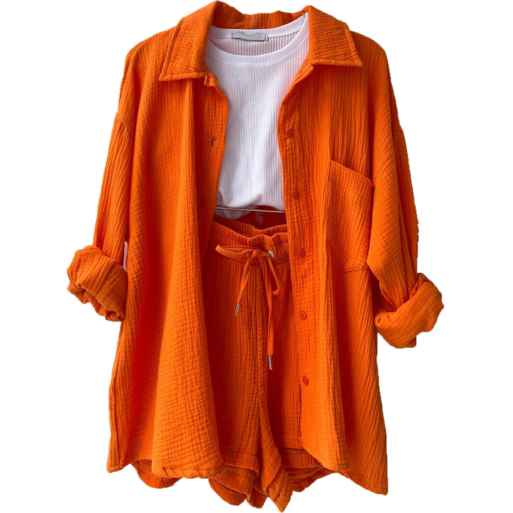 Dame afslappet overshirt med matchende shorts Stilla