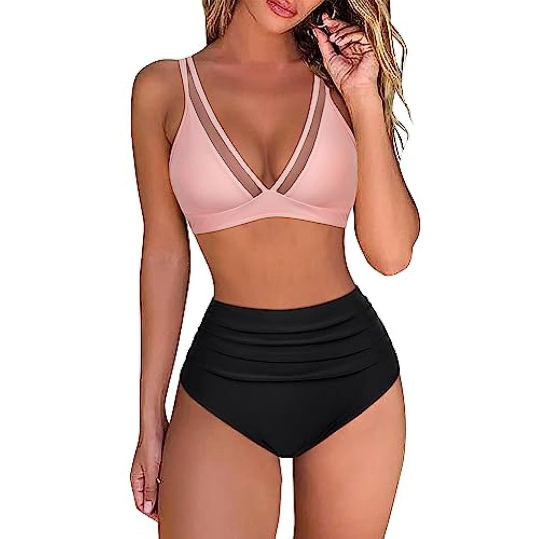 Dame Højt skåret Bikini-sæt med dyreprint og elegante flæsedetaljer Stilla