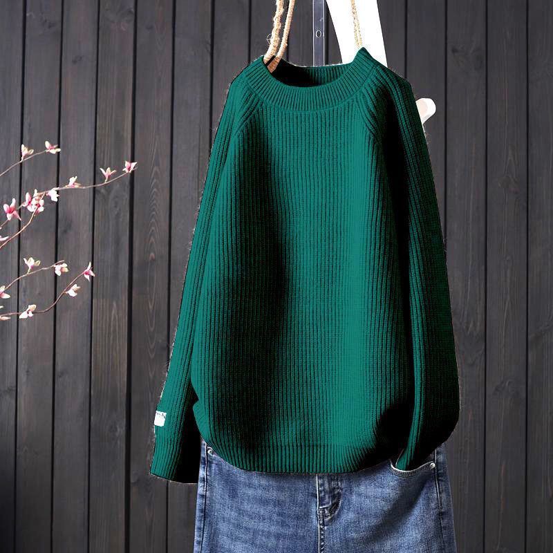 Dame afslappet ribstrik pullover med rund halsudskæring Stilla