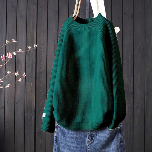 Dame afslappet ribstrik pullover med rund halsudskæring Stilla