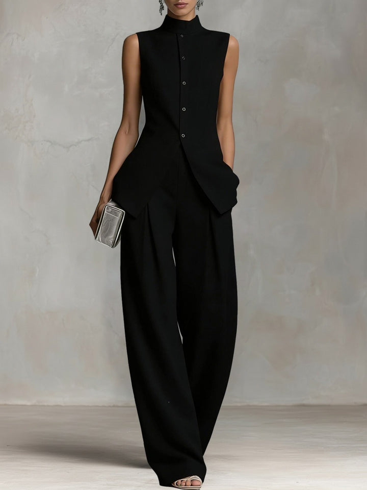 Damer Elegant Jumpsuit med høj hals og bred ben Skovae