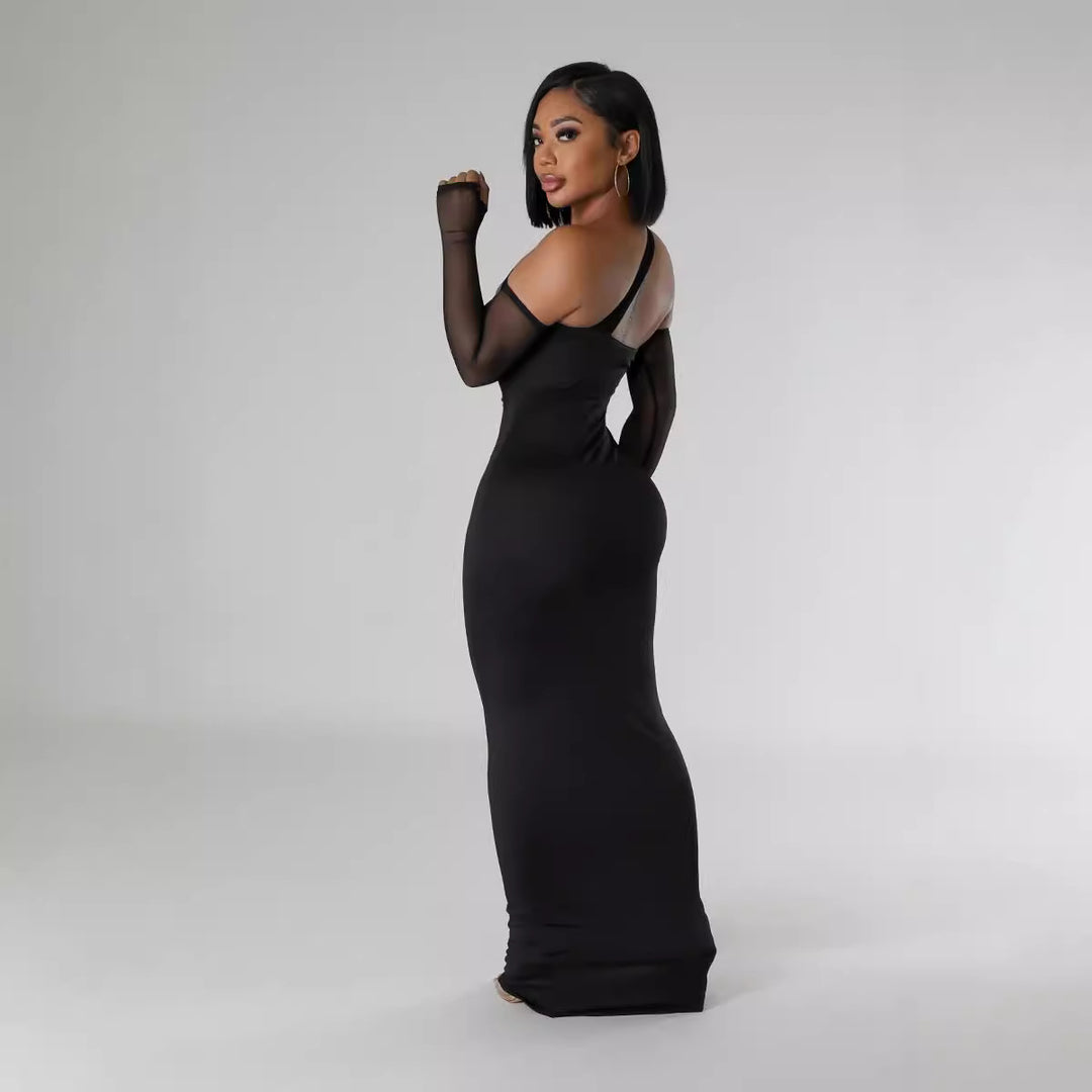Dame Elegant og figursyet Maxi-kjole med One-Shoulder-design og Cut-Outs Stilla