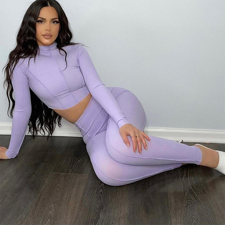 Dame Sports Crop-Top og Leggings Sæt Stilla